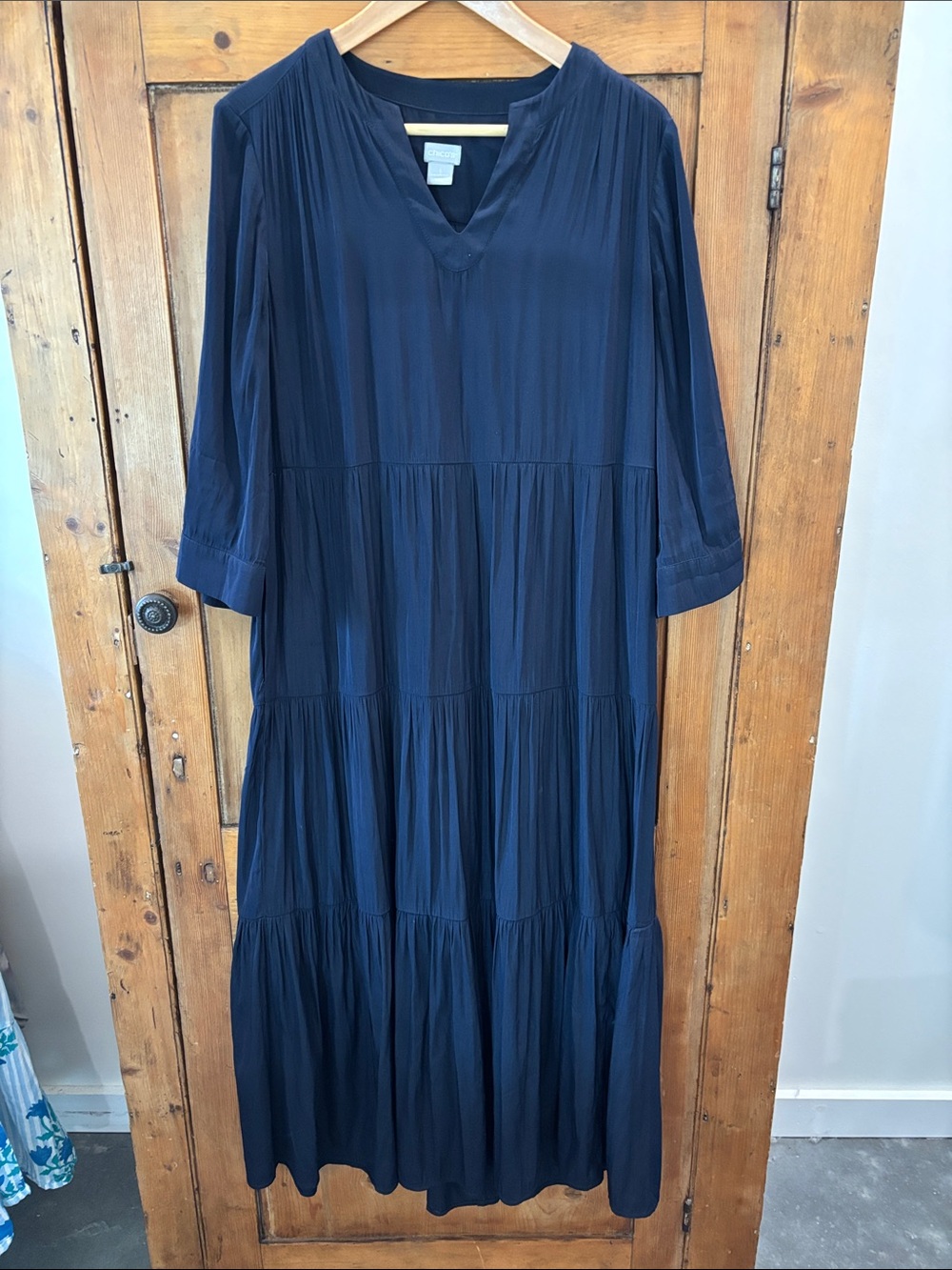 Chico's Midnight Navy Tiered Maxi Dress